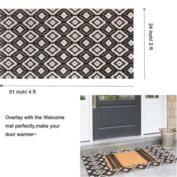 Boho Geometric Aztec Rug 2x4 ft - Picture 3 of 6